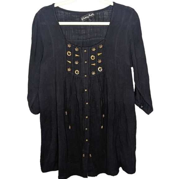 Pretty Angel Bejeweled Witch Core Gothic Tunic Dress with Charms/Tassels size L - Picture 1 of 6